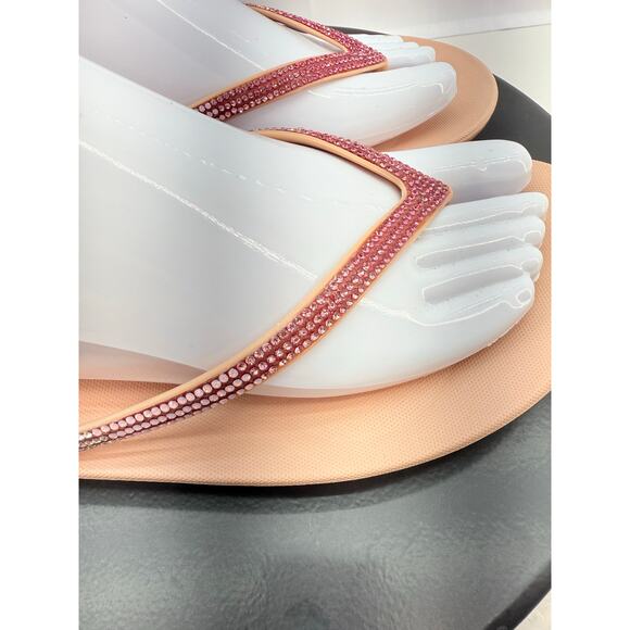 FitFlop iQushion Ombré Sparkle Women 8.5 Flip Flop Sandals Rose Foam DG5-A41-070 - Picture 5 of 11